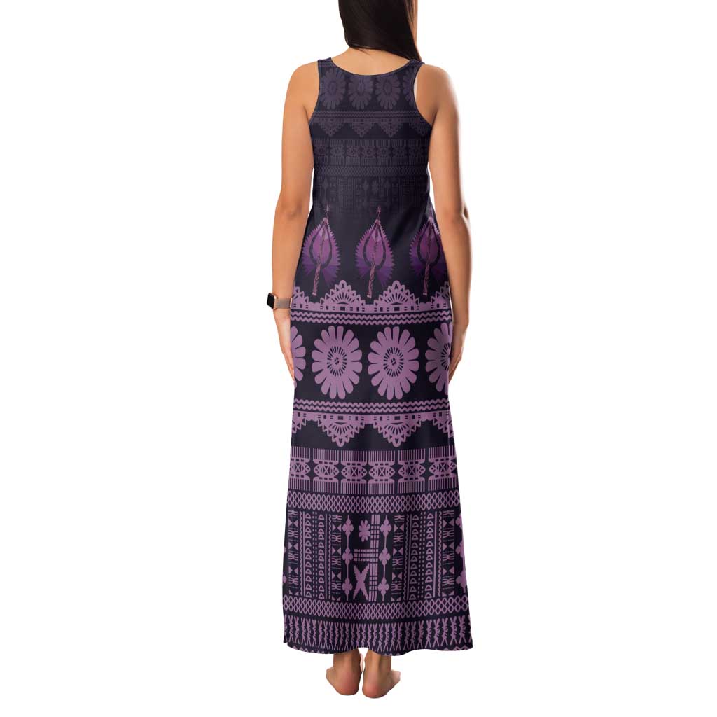 Bula Fiji Iri ni Meke Tank Maxi Dress Lokaloka Fijian Masi LT14 - Polynesian Pride