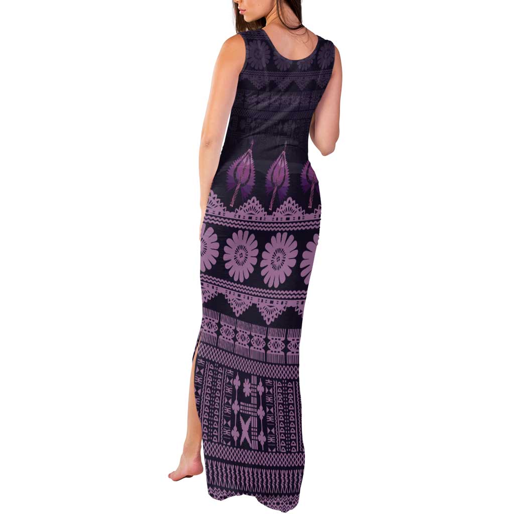 Bula Fiji Iri ni Meke Tank Maxi Dress Lokaloka Fijian Masi LT14 - Polynesian Pride