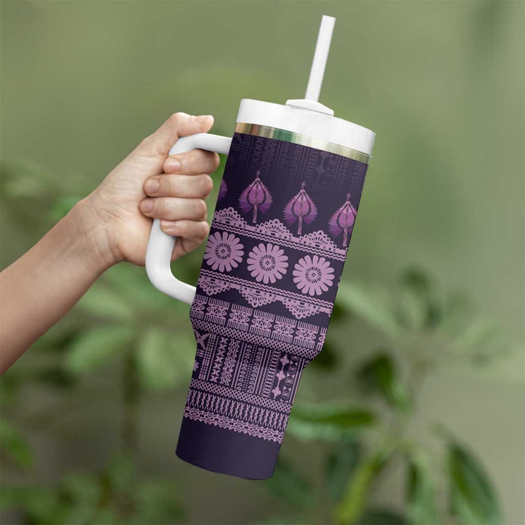 Bula Fiji Iri ni Meke Tumbler With Handle Lokaloka Fijian Masi - Polynesian Pride