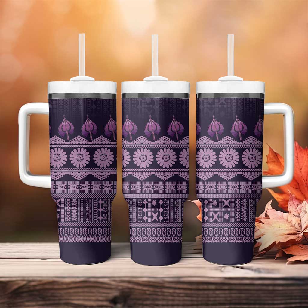 Bula Fiji Iri ni Meke Tumbler With Handle Lokaloka Fijian Masi - Polynesian Pride