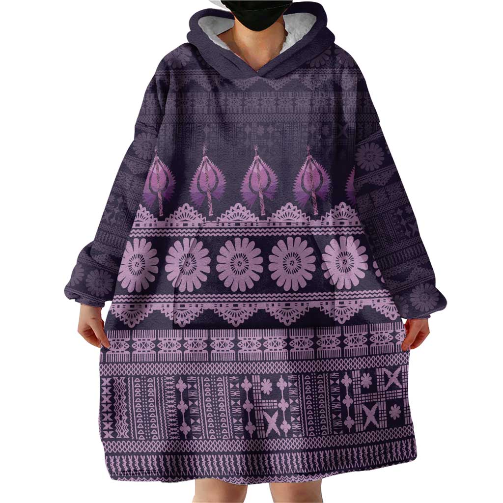 Bula Fiji Iri ni Meke Wearable Blanket Hoodie Lokaloka Fijian Masi LT14 - Polynesian Pride
