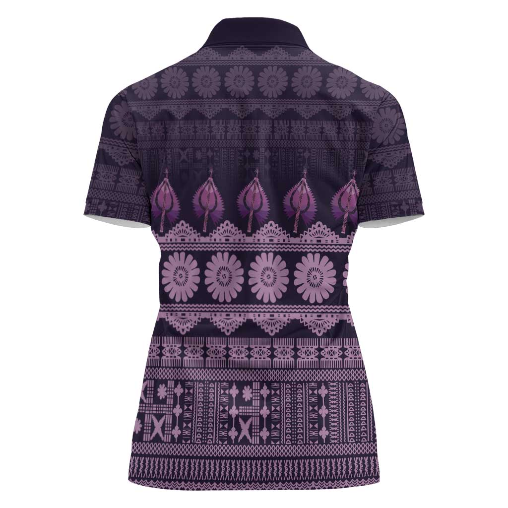 Bula Fiji Iri ni Meke Women Polo Shirt Lokaloka Fijian Masi LT14 - Polynesian Pride