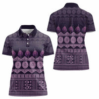 Bula Fiji Iri ni Meke Women Polo Shirt Lokaloka Fijian Masi LT14 - Polynesian Pride