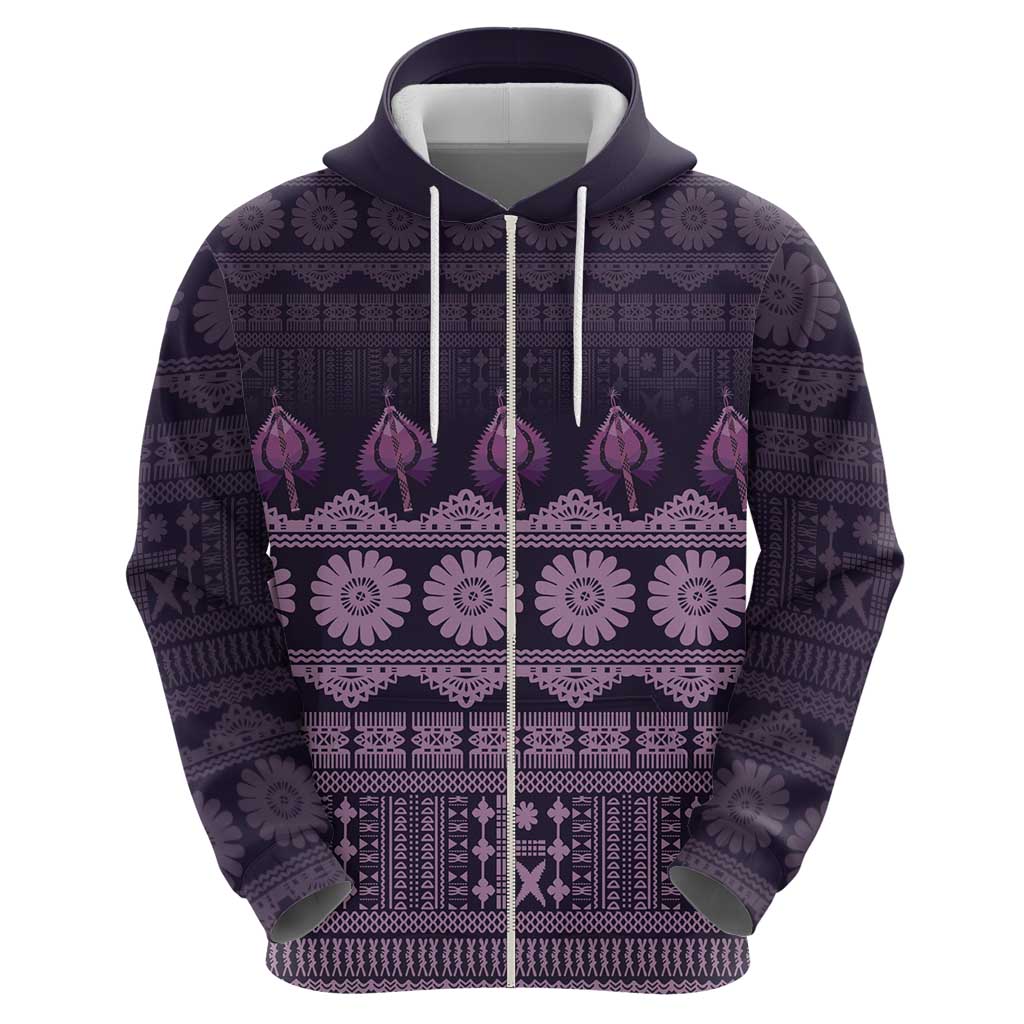 Bula Fiji Iri ni Meke Zip Hoodie Lokaloka Fijian Masi LT14 - Polynesian Pride