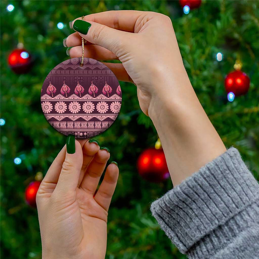 Bula Fiji Iri ni Meke Ceramic Ornament Piqi Fijian Masi - Polynesian Pride