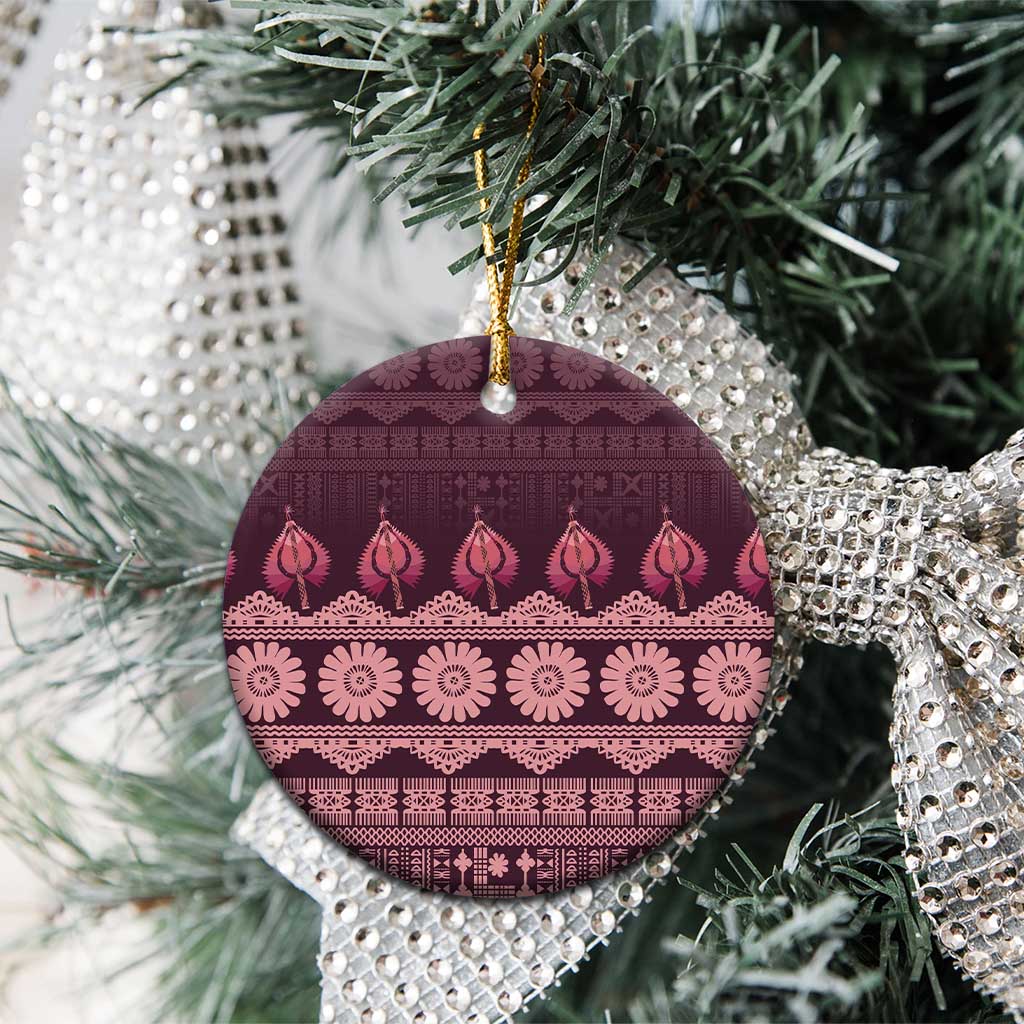 Bula Fiji Iri ni Meke Ceramic Ornament Piqi Fijian Masi - Polynesian Pride