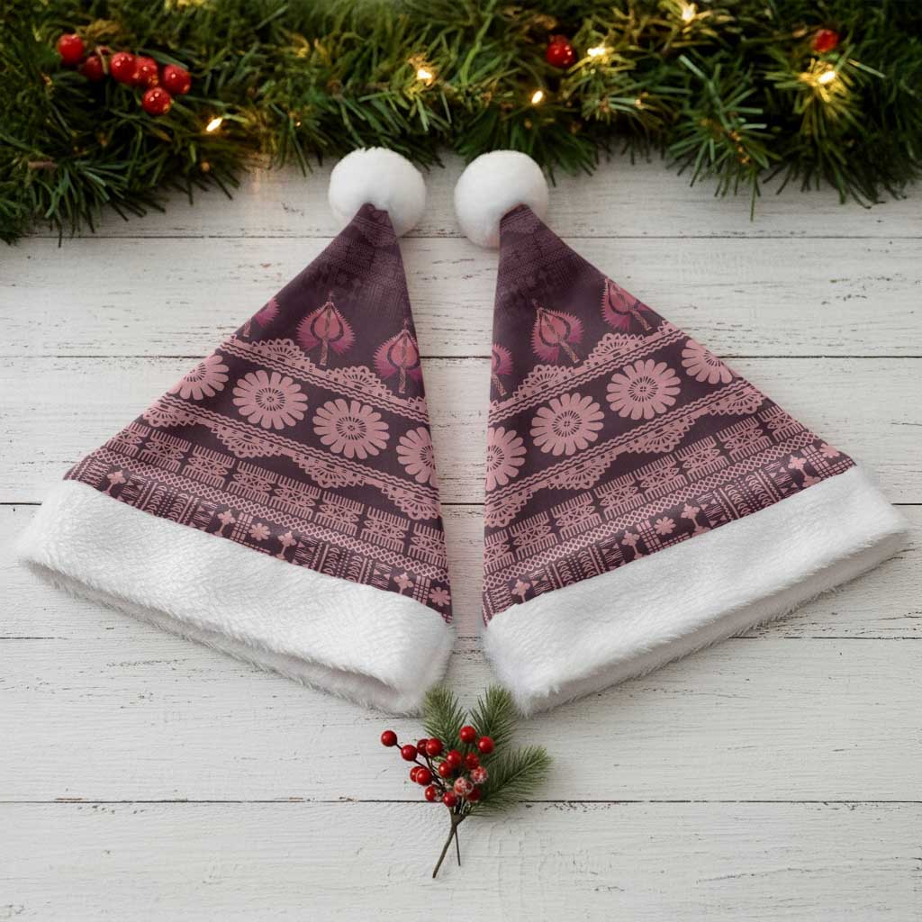 Bula Fiji Iri ni Meke Christmas Santa Hat Piqi Fijian Masi - Polynesian Pride