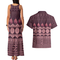 Bula Fiji Iri ni Meke Couples Matching Tank Maxi Dress and Hawaiian Shirt Piqi Fijian Masi LT14 - Polynesian Pride