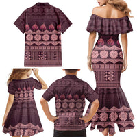 Bula Fiji Iri ni Meke Family Matching Mermaid Dress and Hawaiian Shirt Piqi Fijian Masi LT14 - Polynesian Pride