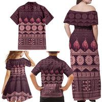 Bula Fiji Iri ni Meke Family Matching Off Shoulder Maxi Dress and Hawaiian Shirt Piqi Fijian Masi LT14 - Polynesian Pride