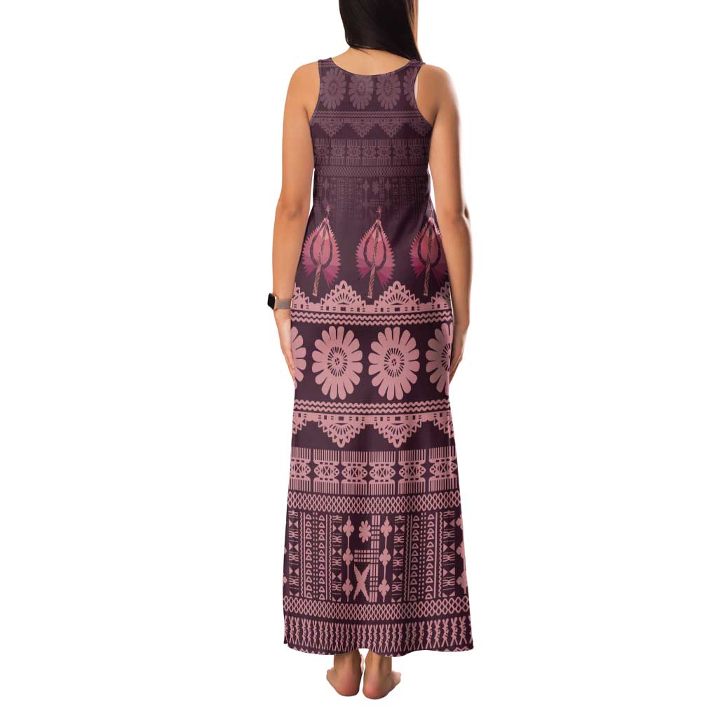 Bula Fiji Iri ni Meke Family Matching Tank Maxi Dress and Hawaiian Shirt Piqi Fijian Masi LT14 - Polynesian Pride