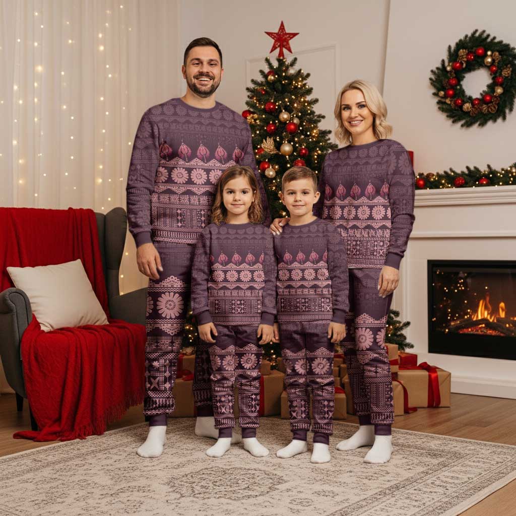 Bula Fiji Iri ni Meke Christmas Pajama Set Piqi Fijian Masi - Polynesian Pride