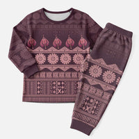 Bula Fiji Iri ni Meke Christmas Pajama Set Piqi Fijian Masi - Polynesian Pride