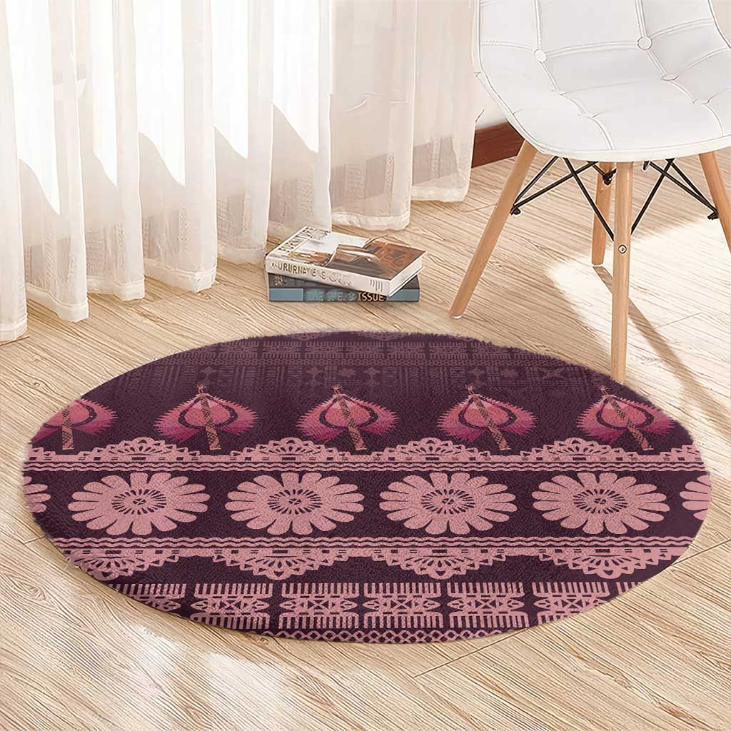 Bula Fiji Iri ni Meke Round Carpet Piqi Fijian Masi - Polynesian Pride