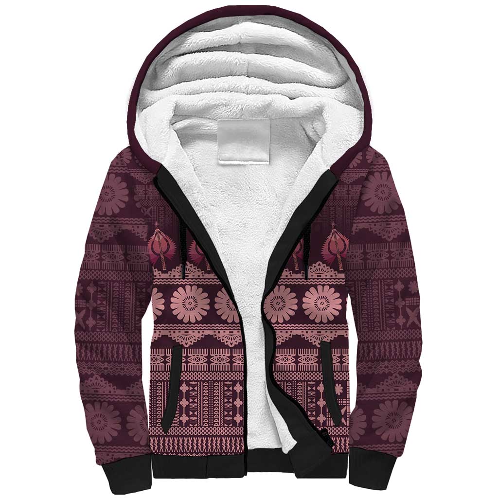 Bula Fiji Iri ni Meke Sherpa Hoodie Piqi Fijian Masi - Polynesian Pride