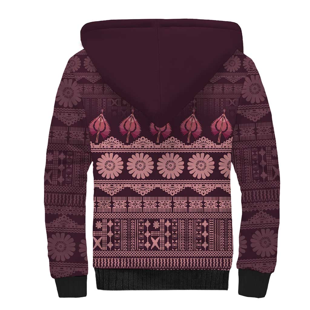Bula Fiji Iri ni Meke Sherpa Hoodie Piqi Fijian Masi - Polynesian Pride
