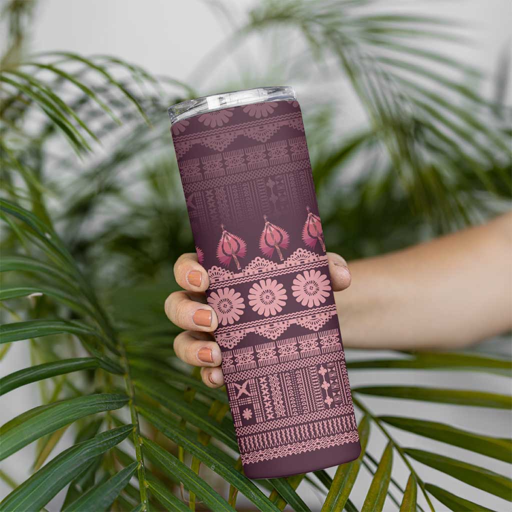 Bula Fiji Iri ni Meke Skinny Tumbler Piqi Fijian Masi LT14 - Polynesian Pride