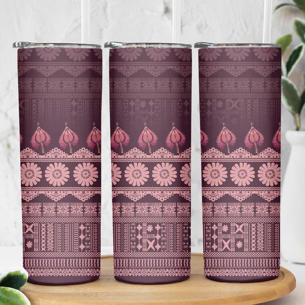 Bula Fiji Iri ni Meke Skinny Tumbler Piqi Fijian Masi LT14 - Polynesian Pride