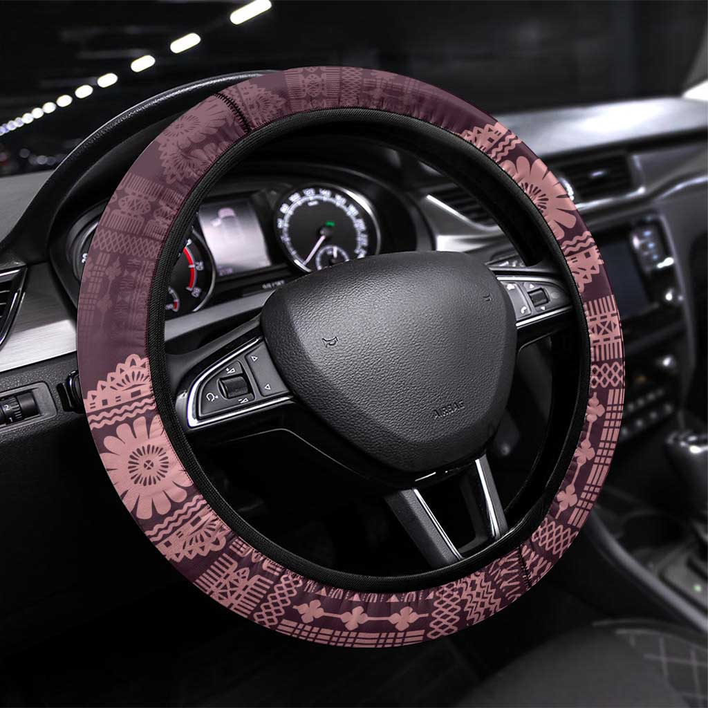Bula Fiji Iri ni Meke Steering Wheel Cover Piqi Fijian Masi - Polynesian Pride