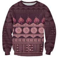 Bula Fiji Iri ni Meke Sweatshirt Piqi Fijian Masi LT14 Unisex Pink - Polynesian Pride
