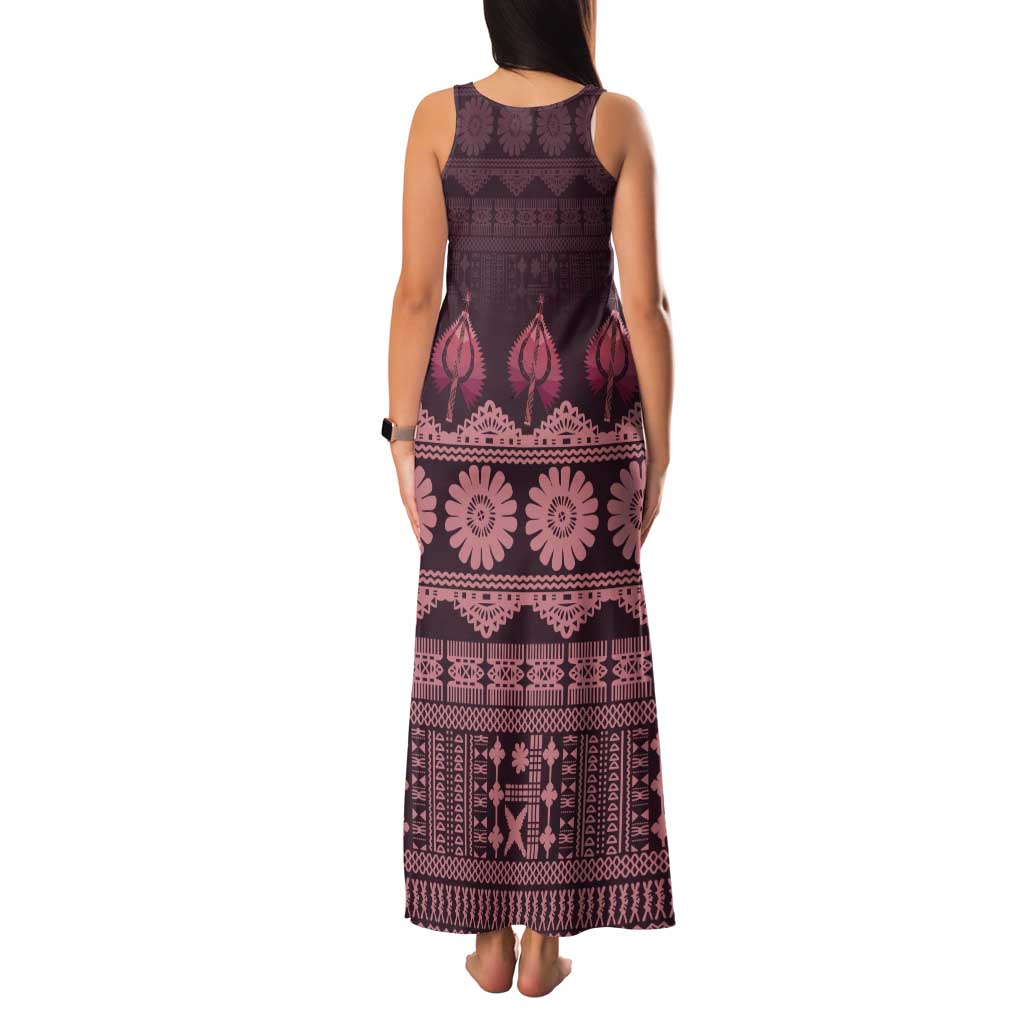 Bula Fiji Iri ni Meke Tank Maxi Dress Piqi Fijian Masi - Polynesian Pride