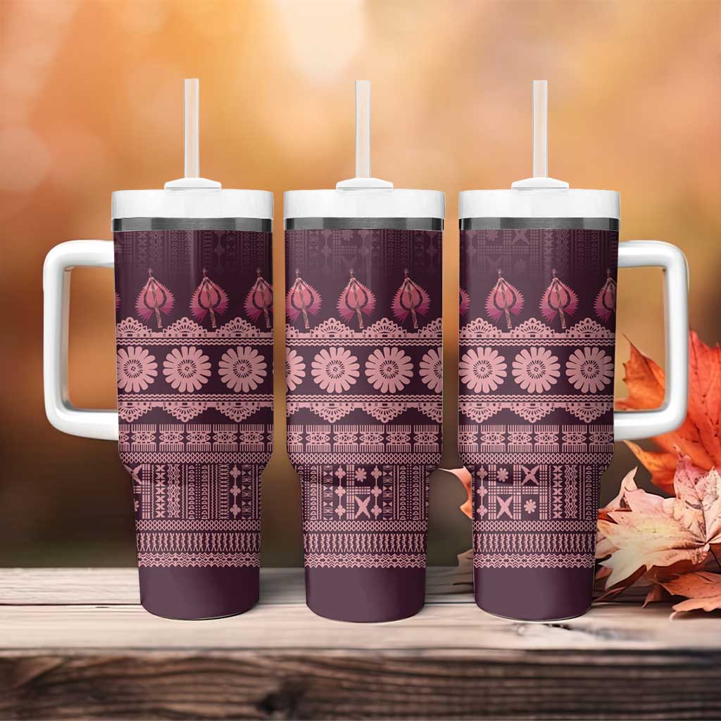 Bula Fiji Iri ni Meke Tumbler With Handle Piqi Fijian Masi - Polynesian Pride