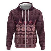 Bula Fiji Iri ni Meke Zip Hoodie Piqi Fijian Masi LT14 Zip Hoodie Pink - Polynesian Pride