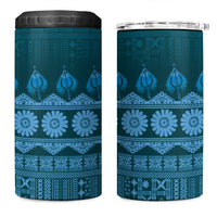 Bula Fiji Iri ni Meke 4 in 1 Can Cooler Tumbler Karakarawa Fijian Masi LT14 One Size: 16 oz Blue - Polynesian Pride