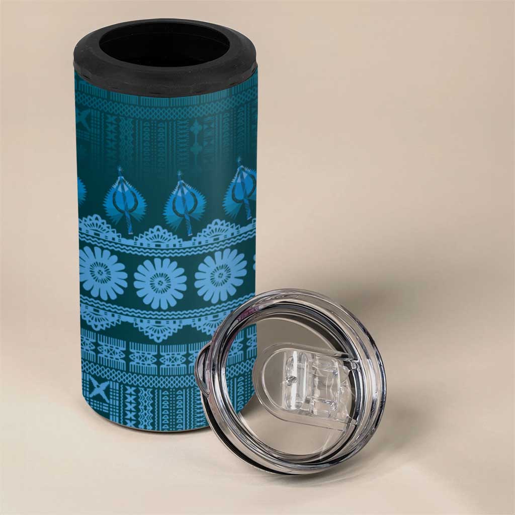 Bula Fiji Iri ni Meke 4 in 1 Can Cooler Tumbler Karakarawa Fijian Masi LT14 - Polynesian Pride