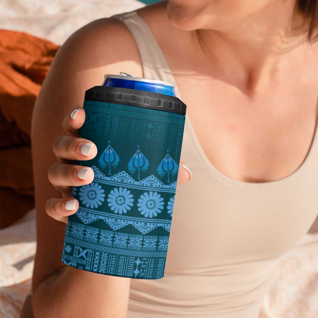 Bula Fiji Iri ni Meke 4 in 1 Can Cooler Tumbler Karakarawa Fijian Masi LT14 - Polynesian Pride