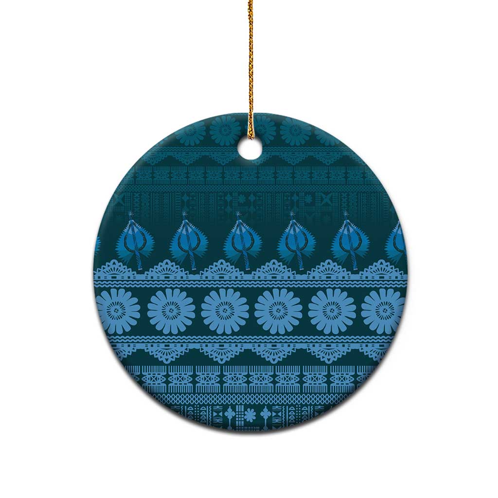 Bula Fiji Iri ni Meke Ceramic Ornament Karakarawa Fijian Masi - Polynesian Pride