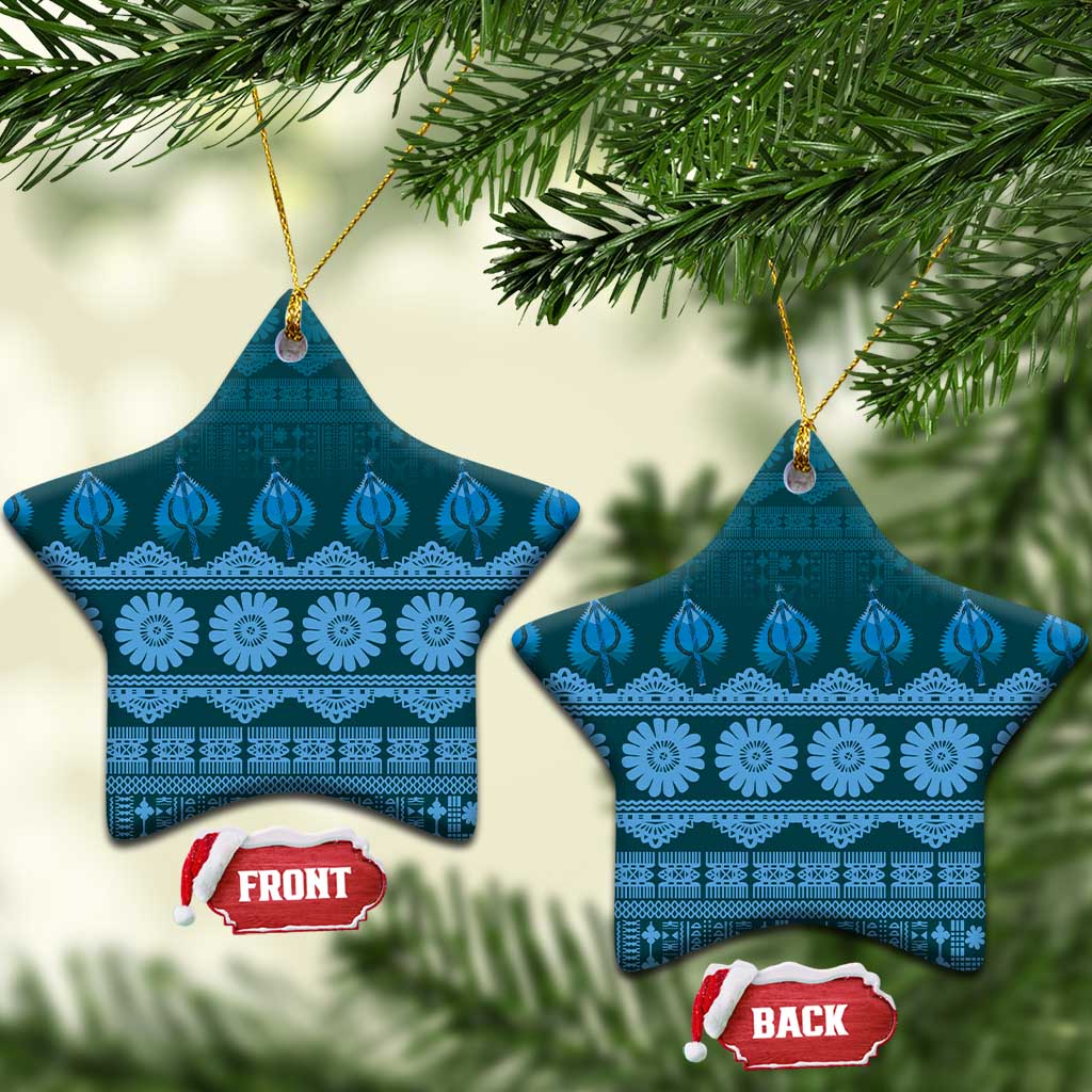 Bula Fiji Iri ni Meke Ceramic Ornament Karakarawa Fijian Masi - Polynesian Pride