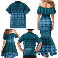 Bula Fiji Iri ni Meke Family Matching Mermaid Dress and Hawaiian Shirt Karakarawa Fijian Masi LT14 - Polynesian Pride