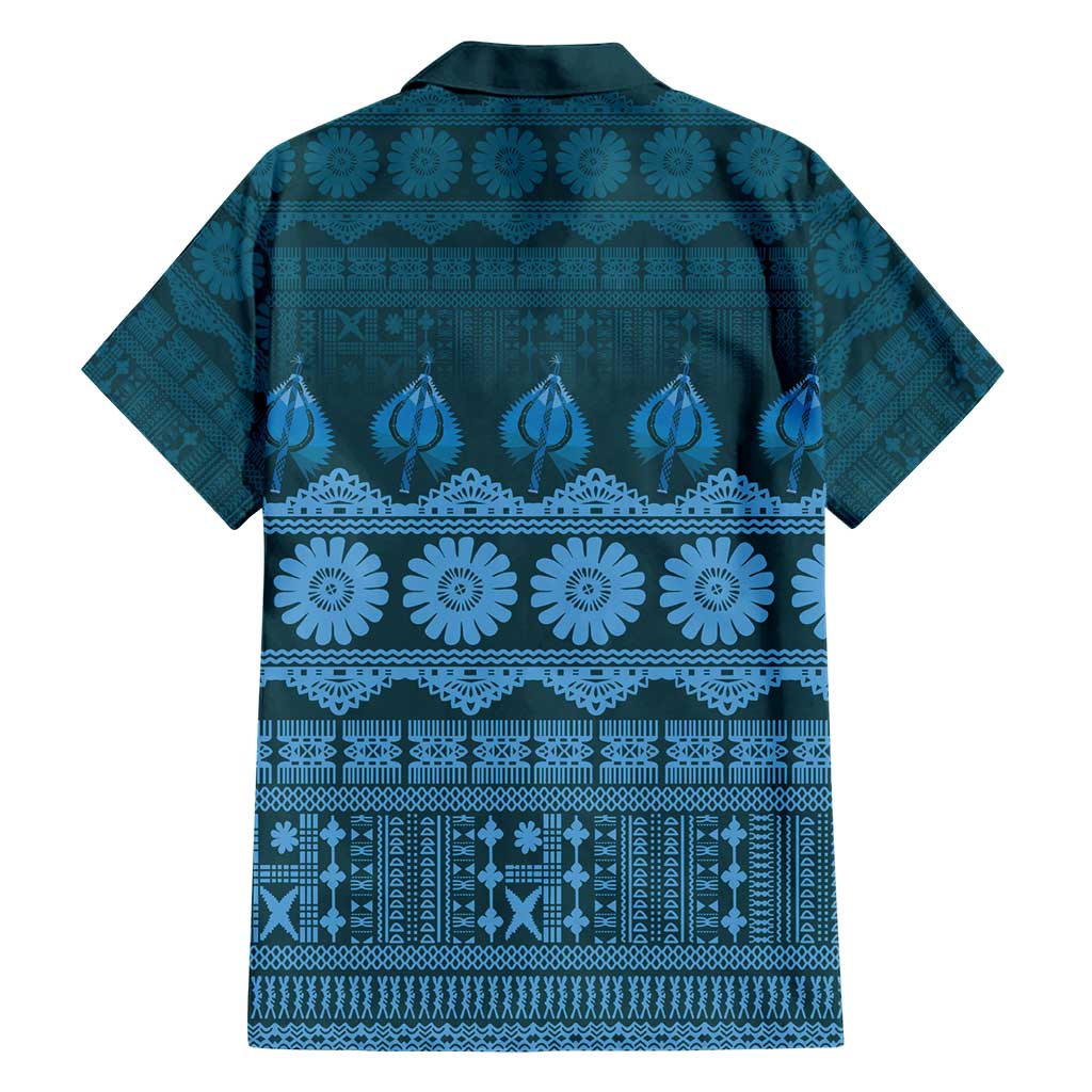 Bula Fiji Iri ni Meke Family Matching Short Sleeve Bodycon Dress and Hawaiian Shirt Karakarawa Fijian Masi LT14 - Polynesian Pride