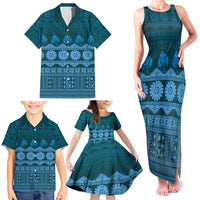Bula Fiji Iri ni Meke Family Matching Tank Maxi Dress and Hawaiian Shirt Karakarawa Fijian Masi LT14 - Polynesian Pride
