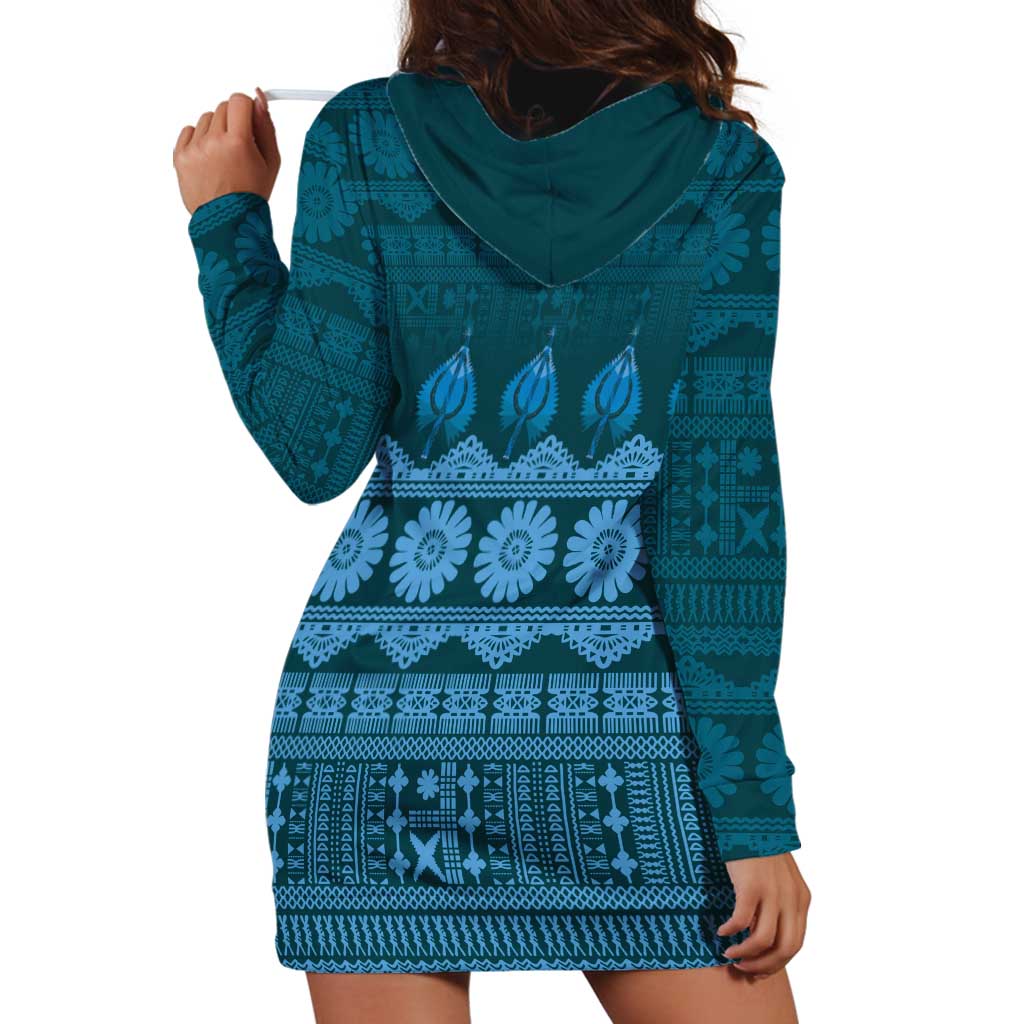 Bula Fiji Iri ni Meke Hoodie Dress Karakarawa Fijian Masi LT14 - Polynesian Pride