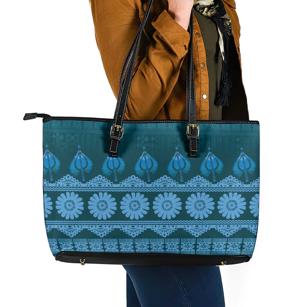 Bula Fiji Iri ni Meke Leather Tote Bag Karakarawa Fijian Masi - Polynesian Pride