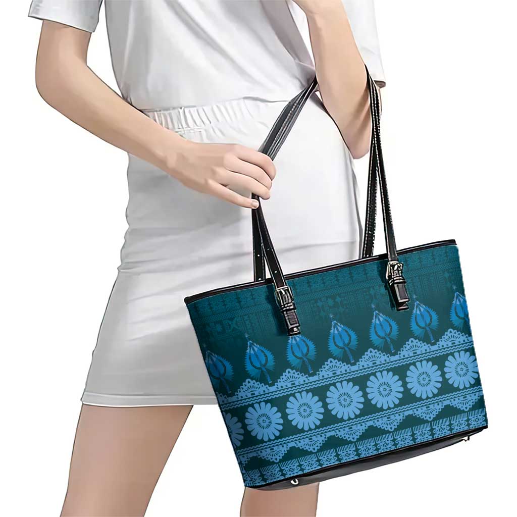 Bula Fiji Iri ni Meke Leather Tote Bag Karakarawa Fijian Masi - Polynesian Pride