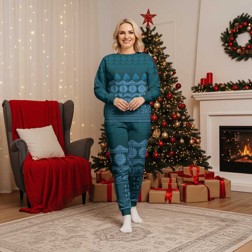 Bula Fiji Iri ni Meke Christmas Pajama Set Karakarawa Fijian Masi - Polynesian Pride