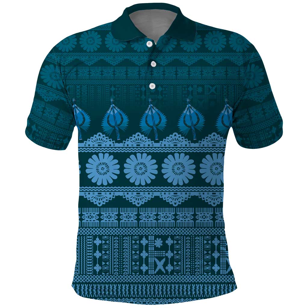 Bula Fiji Iri ni Meke Polo Shirt Karakarawa Fijian Masi - Polynesian Pride
