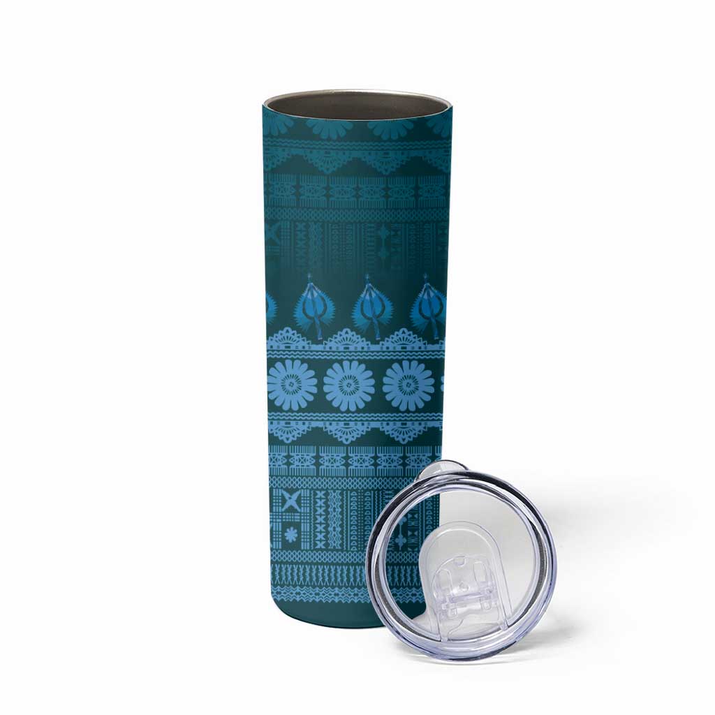 Bula Fiji Iri ni Meke Skinny Tumbler Karakarawa Fijian Masi LT14 - Polynesian Pride