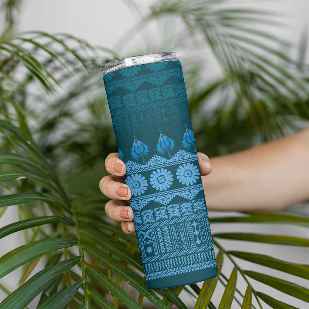Bula Fiji Iri ni Meke Skinny Tumbler Karakarawa Fijian Masi LT14 - Polynesian Pride