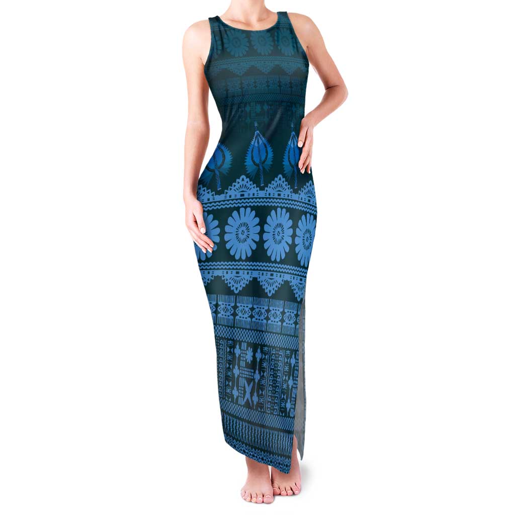 Bula Fiji Iri ni Meke Tank Maxi Dress Karakarawa Fijian Masi - Polynesian Pride
