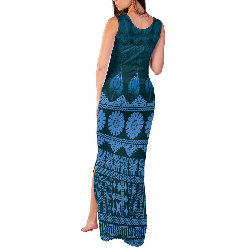 Bula Fiji Iri ni Meke Tank Maxi Dress Karakarawa Fijian Masi - Polynesian Pride