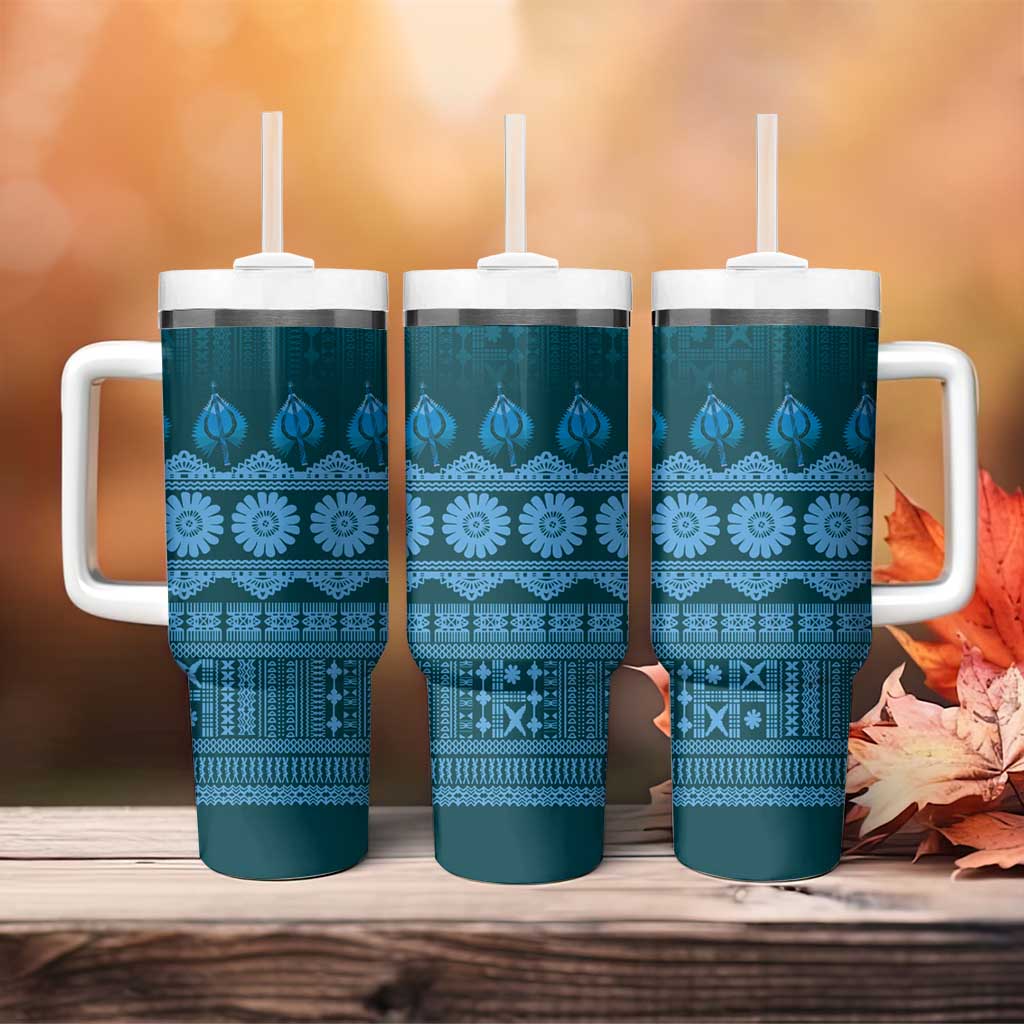 Bula Fiji Iri ni Meke Tumbler With Handle Karakarawa Fijian Masi - Polynesian Pride