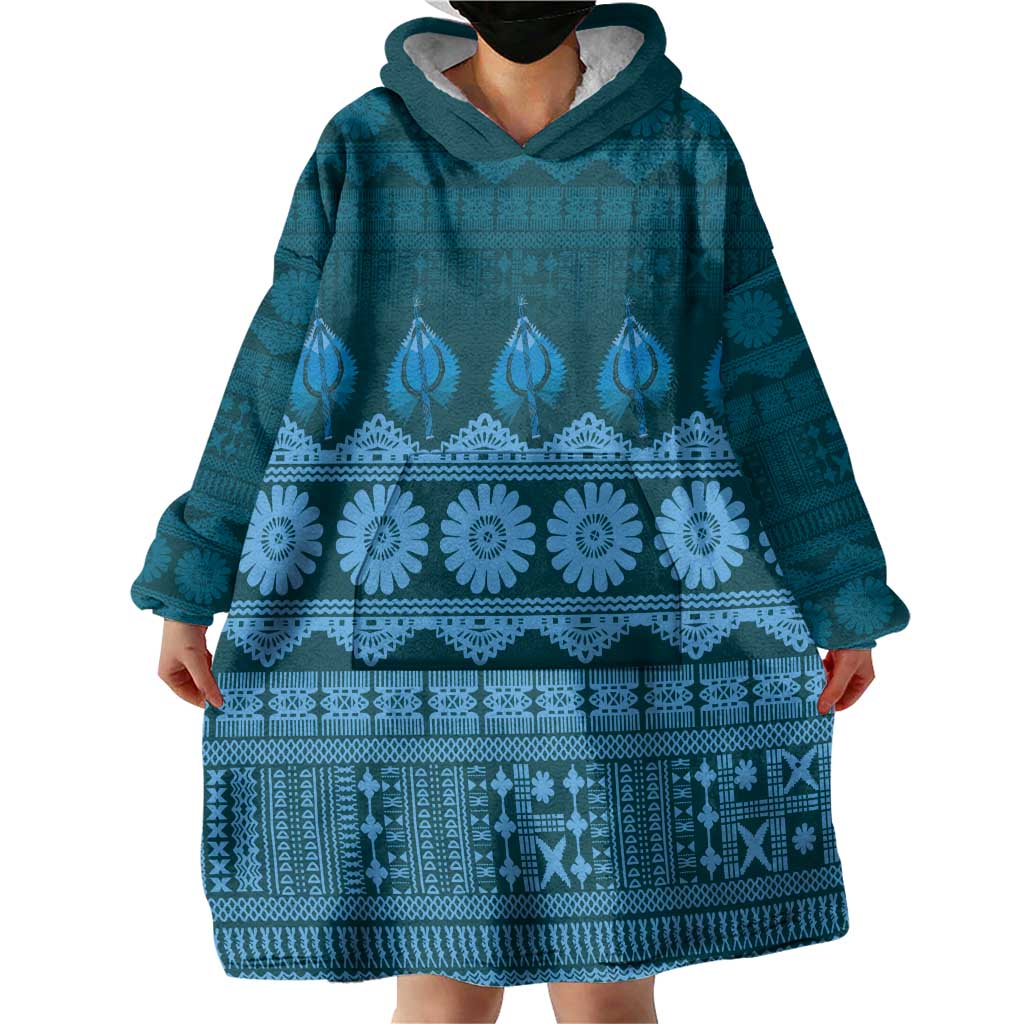 Bula Fiji Iri ni Meke Wearable Blanket Hoodie Karakarawa Fijian Masi LT14 - Polynesian Pride