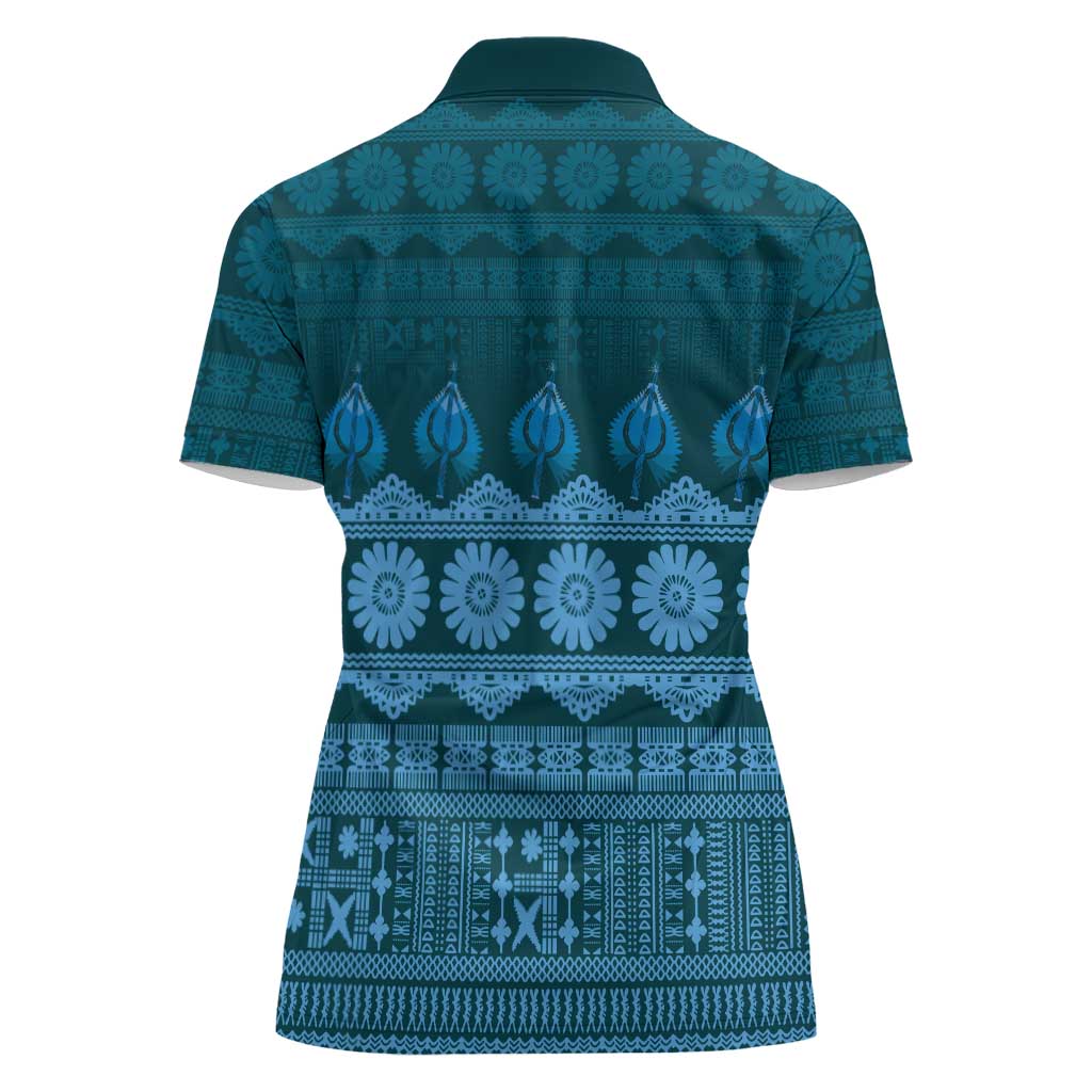 Bula Fiji Iri ni Meke Women Polo Shirt Karakarawa Fijian Masi LT14 - Polynesian Pride