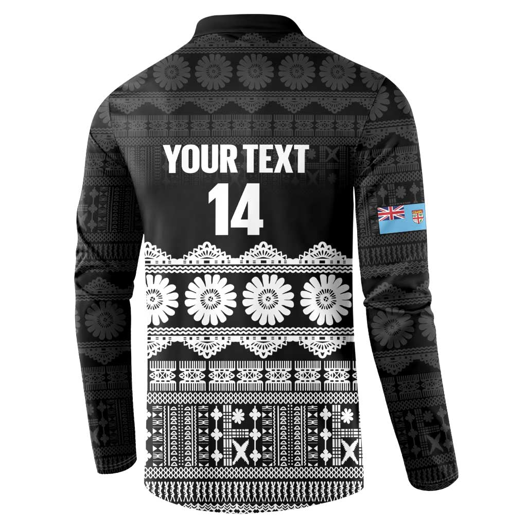 Fiji Tapa Rugby Custom Button Sweatshirt Go Fijiana - Polynesian Pride