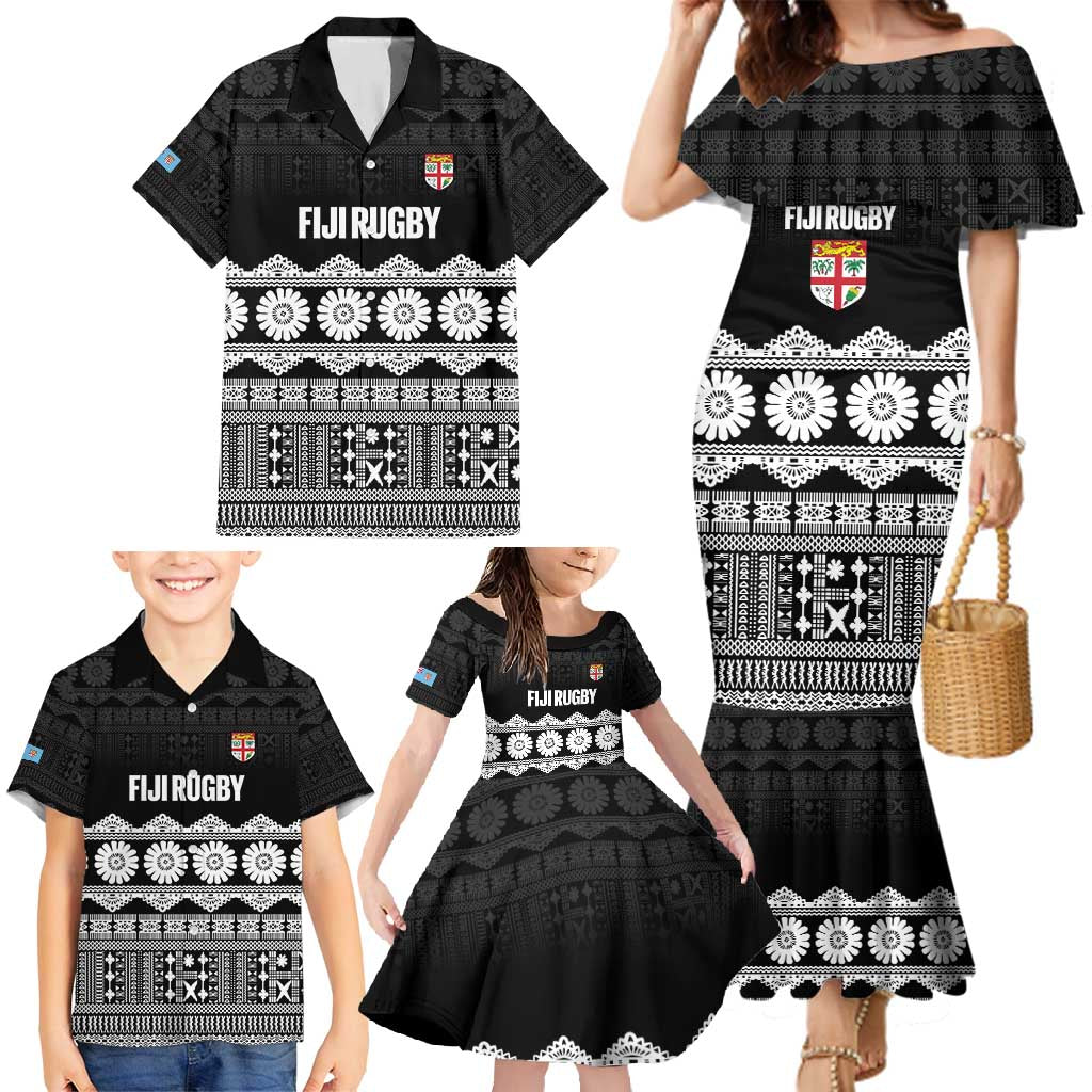 Fiji Tapa Rugby Custom Family Matching Mermaid Dress and Hawaiian Shirt Go Fijiana LT14 - Polynesian Pride