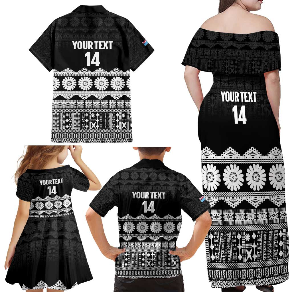 Fiji Tapa Rugby Custom Family Matching Off Shoulder Maxi Dress and Hawaiian Shirt Go Fijiana LT14 - Polynesian Pride
